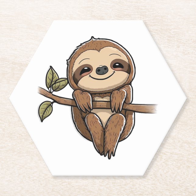 Sloth Cute Sloth Cute Cartoon  Paper Coaster (Front)
