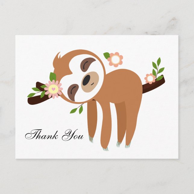 sloth, cute thank you card (Front)