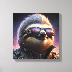 Sloth Cyberpunk Canvas Print
