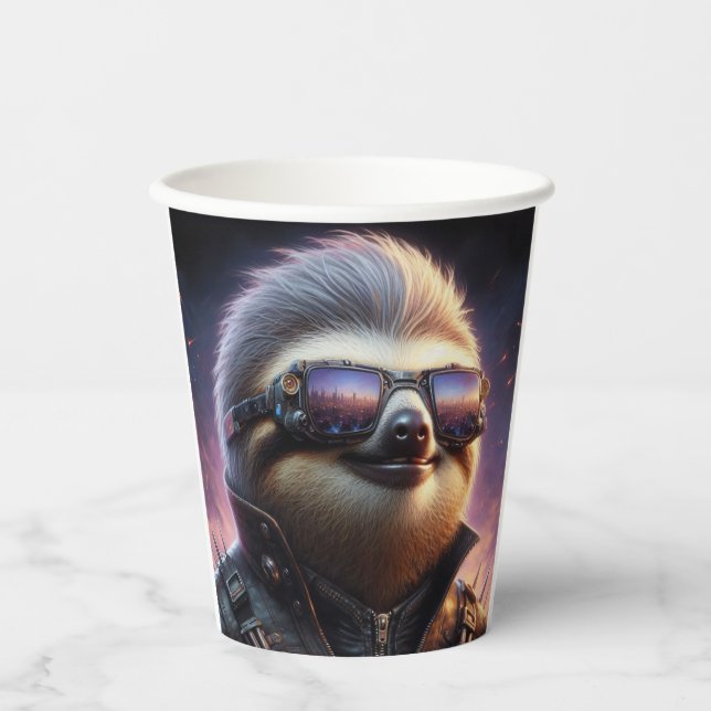Sloth Cyberpunk Paper Cups (Front)