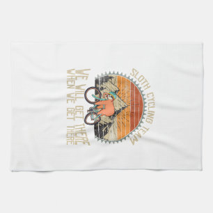 Sloth Cycling Team We Well Get There When We Get T Tea Towel