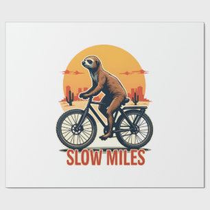 Sloth Cycling Vintage Adventure Mountain Ride Wrapping Paper