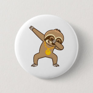 Sloth dab  6 cm round badge