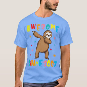 Sloth Dabbing Awesome Since 2007 Happy Birthday 13 T-Shirt