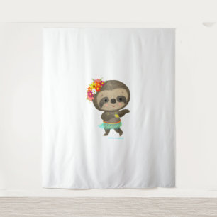 Sloth dancing hula tapestry