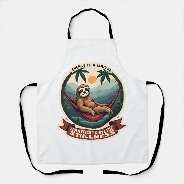 Sloth Dinosaur Vintage Retro Ride Graphic Apron (Front)