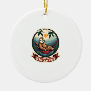 Sloth Dinosaur Vintage Retro Ride Graphic Ceramic Tree Decoration