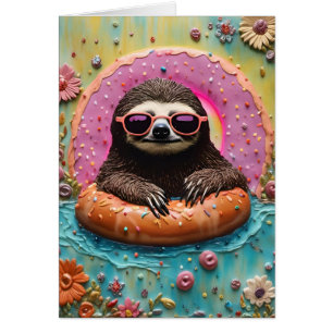 Sloth Doughnut All Occasion Blank Greeting Card