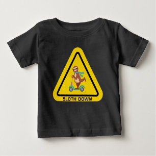 Sloth Down Funny Sloth Riding Scooter Template Baby T-Shirt
