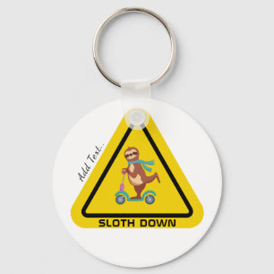 Sloth Down   Funny Sloth Riding Scooter Template Key Ring