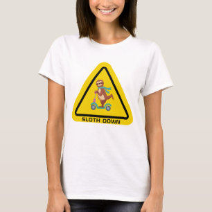 Sloth Down Funny Sloth Riding Scooter Template T-Shirt
