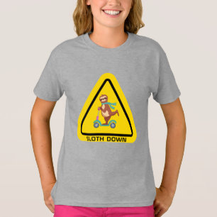 Sloth Down Funny Sloth Riding Scooter Template T-Shirt