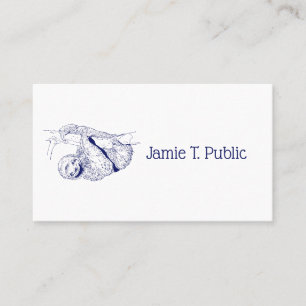 Sloth Drawing Lithograph #1 Blue Business Card
