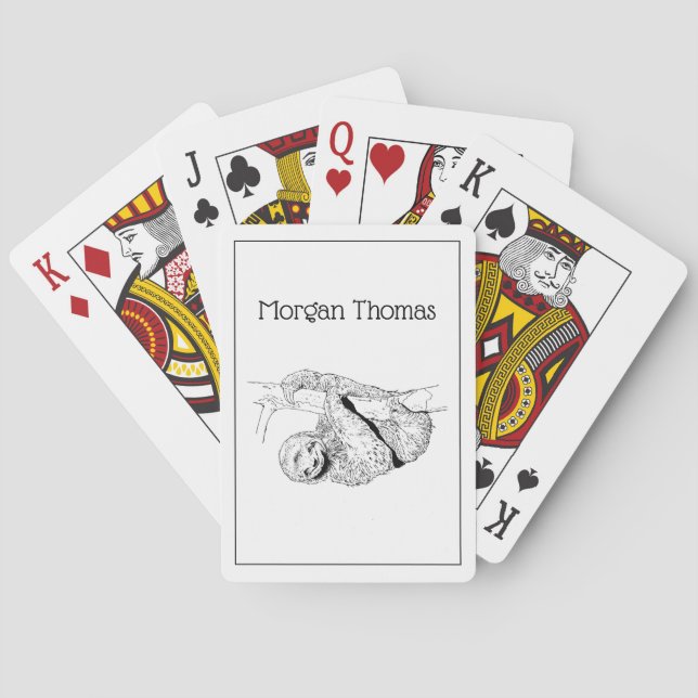 Sloth Drawing Lithograph #1 Playing Cards (Back)