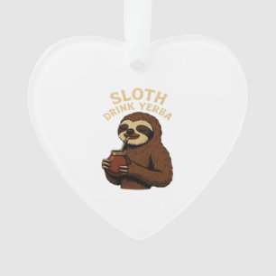 Sloth Drink Yerba � Funny Retro Vintage Sloth with Ornament