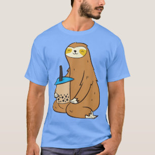 Sloth Drinking Bubble Tea Kawaii Sloth With Boba  T-Shirt