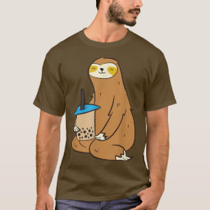 Sloth Drinking Bubble Tea Kawaii Sloth With Boba T-Shirt