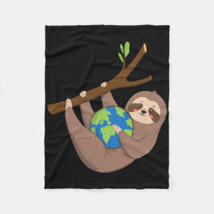 Sloth Earth Day - Planet Earth Nature Lover Enviro Fleece Blanket