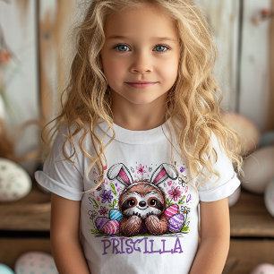 Sloth Easter T-Shirt Custom Name Girls Bunny