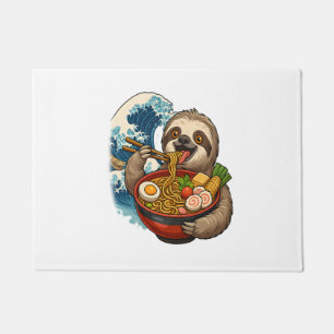 Sloth Eating Japanese Ramen Doormat