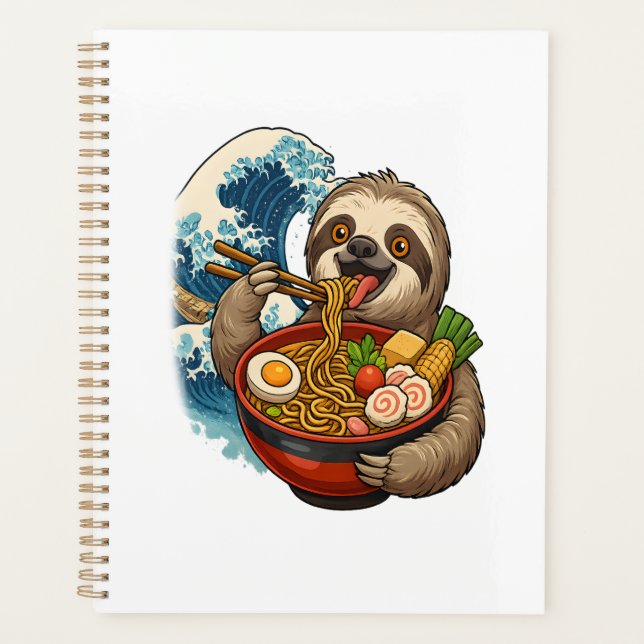 Sloth Eating Japanese Ramen Planner (Front)