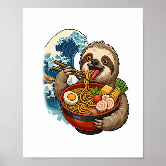 Sloth Eating Japanese Ramen Poster (Front)