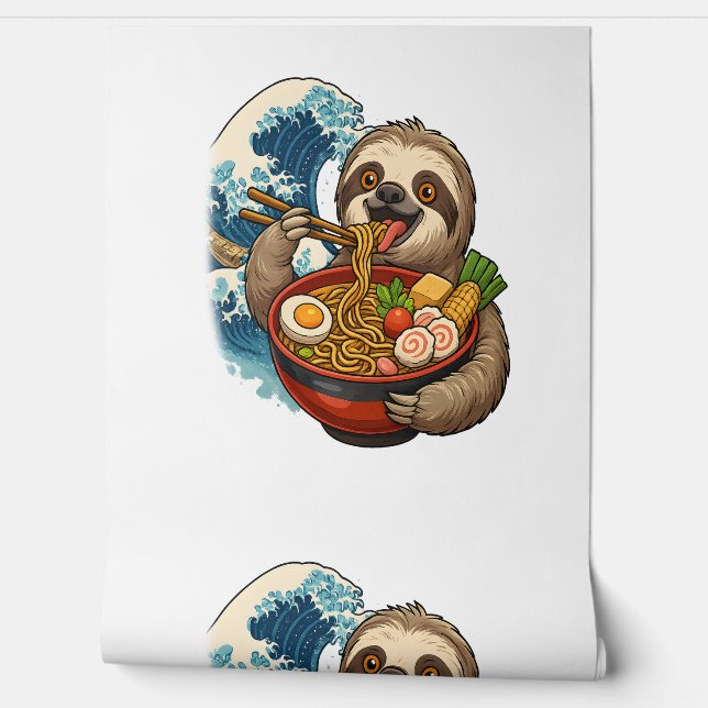 Sloth Eating Japanese Ramen Wallpaper (Unrolling)