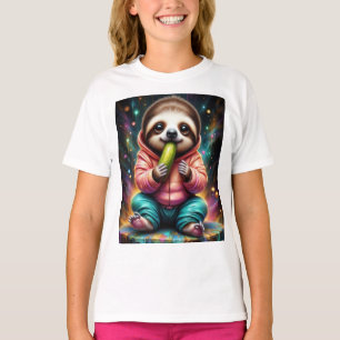 sloth eats a pickle cute cartoon T-Shirt