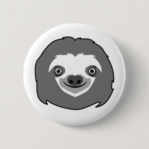 Sloth Face 6 Cm Round Badge