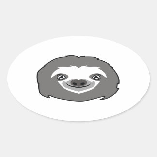 Sloth Face Oval Sticker