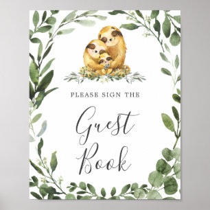 Sloth Family Baby Shower Guestbook Sign
