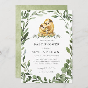 Sloth Family Baby Shower Invitation