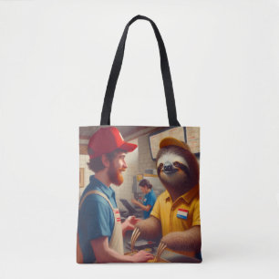 Sloth Fast Food Worker Tote Bag