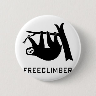 sloth faultier climber freeclimber freeclimbing 6 cm round badge