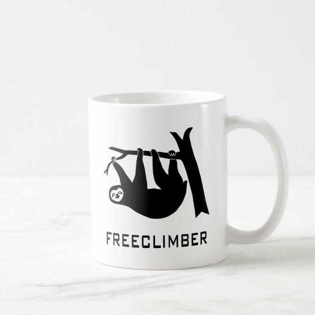 sloth faultier climber freeclimber freeclimbing coffee mug (Right)