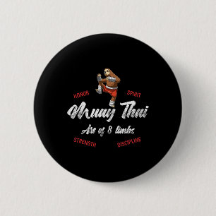 Sloth Fighter - Muay Thai Thai Boxing And Kickboxi 6 Cm Round Badge