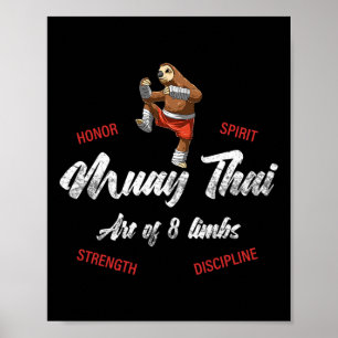 Sloth Fighter - Muay Thai Thai Boxing And Kickboxi Poster