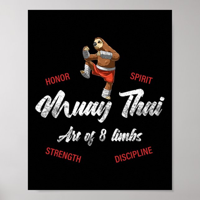 Sloth Fighter - Muay Thai Thai Boxing And Kickboxi Poster (Front)