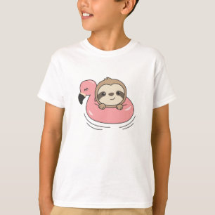 Sloth Flamingo Swimming Hoop Summer Cute Animals T-Shirt