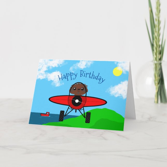 Sloth Flies a Plane Birthday Card (Front)
