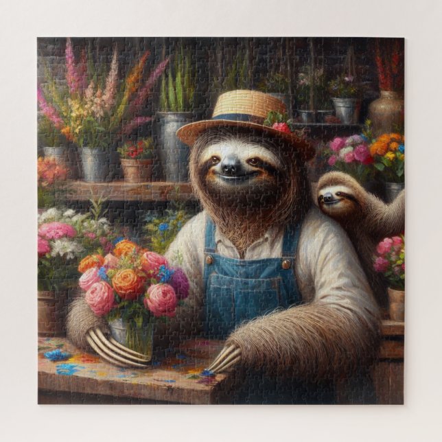 Sloth Florist Jigsaw Puzzle (Vertical)