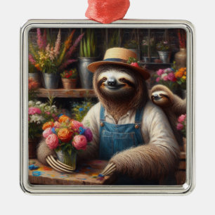 Sloth Florist Metal Tree Decoration