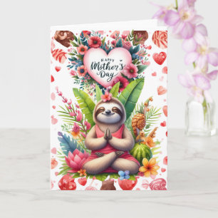 Sloth for Mother's Day with flowers Card