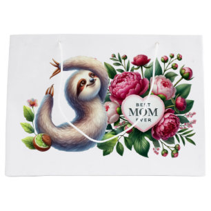 Sloth for Mother's Day with flowers Large Gift Bag