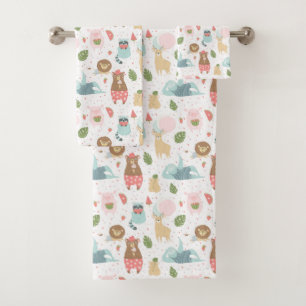 Sloth & Friends Pattern Bath Towel Set