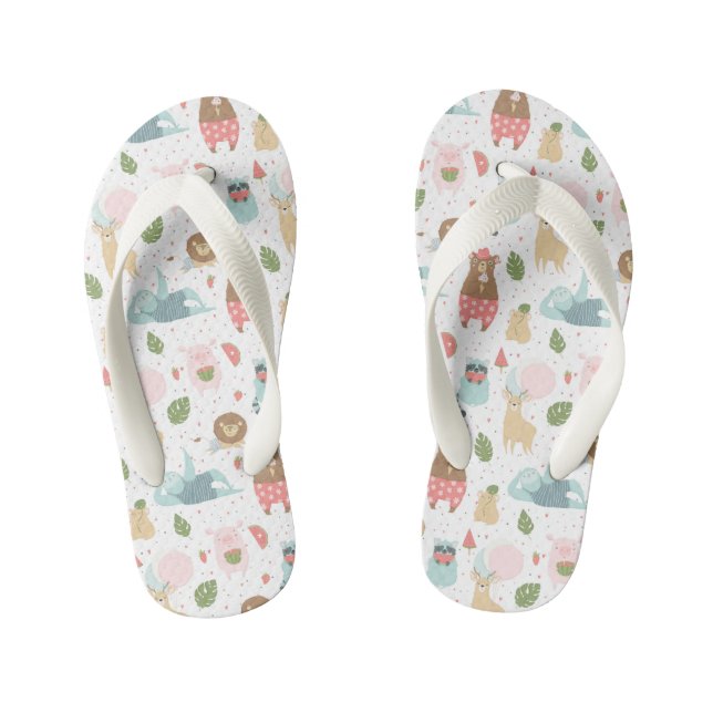 Sloth & Friends Pattern Kid's Jandals (Footbed)