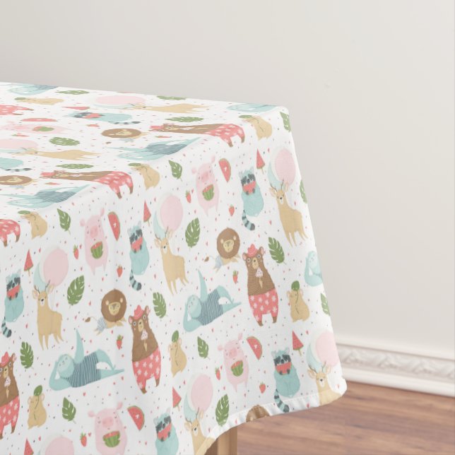 Sloth & Friends Pattern Tablecloth (In Situ)