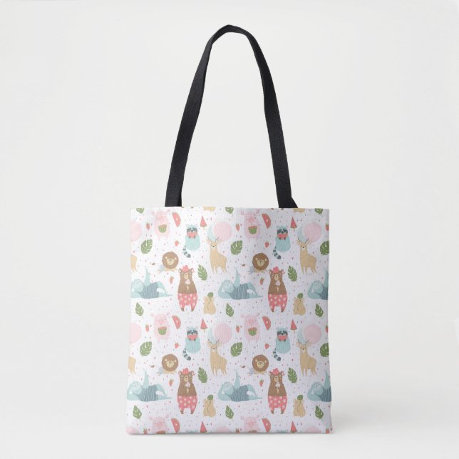 Sloth & Friends Pattern Tote Bag (Front)