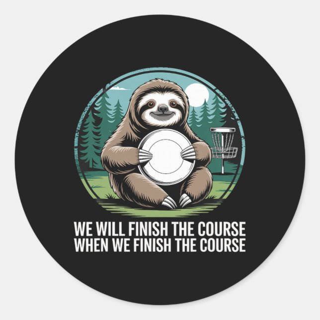 Sloth Frisbee Golf Player Retro Kawaii Disc Golf  Classic Round Sticker (Front)