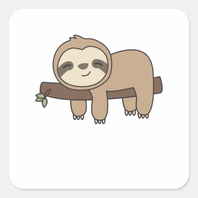 Sloth Funny Relaxed Cute Animals For Kids Square Sticker (Front)